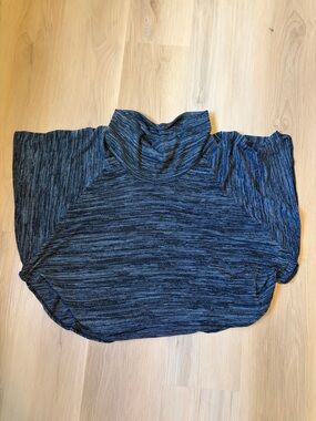 Bwear - Women’s Blue Turtleneck Butterfly Draping Dolman Top - M